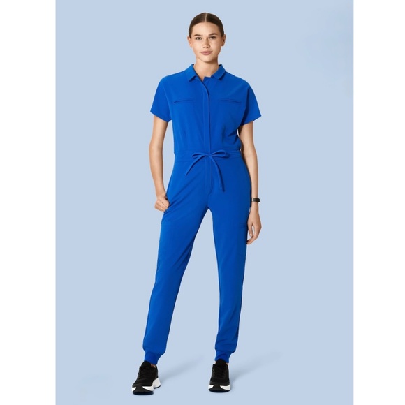 NWOT Mandala Scrub Medical Wear One-Piece Jumpsuit Royal Blue Size M - Picture 1 of 14